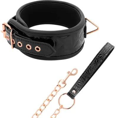 Premium Black Edition - Halsband & Koppel i Veganskt läder med neopren foder - Svart