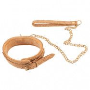 Vegan Collar With Leash Beige