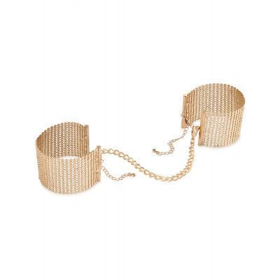 Bijoux Indiscrets: Desir Metallique, Metallic Mesh Handcuffs, guld