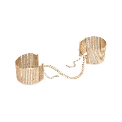 Bijoux Indiscrets: Desir Metallique, Metallic Mesh Handcuffs, guld