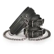 Easytoys Leather Collar With Handcuffs