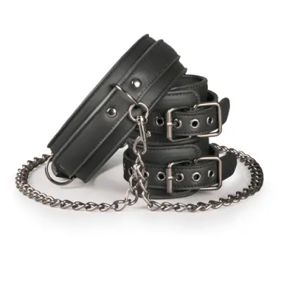 Easytoys Leather Collar With Handcuffs