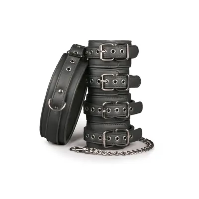 Fetish Set With Collar, Ankle-& Wrist Cuffs