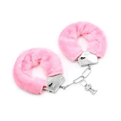 Furry Metal Handcuffs - flera färger - Rosa