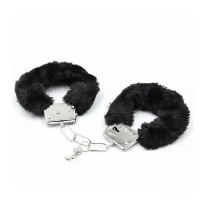 Furry Metal Handcuffs - flera färger - Svart