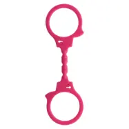 STRETCHY FUN CUFFS PINK - Rosa Handbojor i silikon