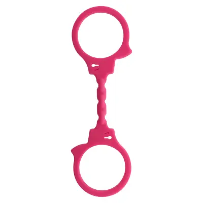 STRETCHY FUN CUFFS PINK - Rosa Handbojor i silikon