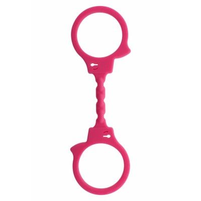 STRETCHY FUN CUFFS PINK - Rosa Handbojor i silikon