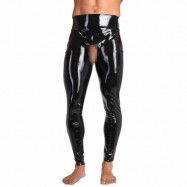 Late X Latex Leggins med Öppen Front     - Svart - S