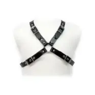 Leather Body Black Buckle Harness For Men