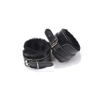 Luxury Fetish - Black Fur Wrist Cuffs