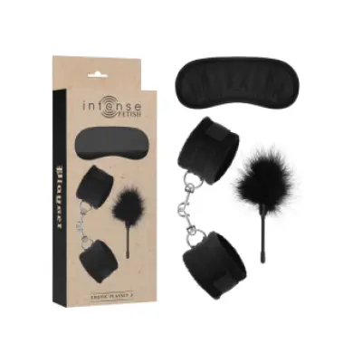 Intense Fetish Erotic Playset 2 With Handcuffs, Blind Mask And Tickler