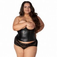 NORTIE Fetish Wetlook Korsett Plus-Size - Svart - Plus size