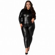 NORTIE Fetish Wetlook Grenlös Catsuit Plus-Size - Black - Plus size