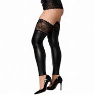 NORTIE Fetish Wetlook Stay-ups - Svart - S/M