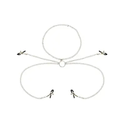Ohmama Fetish 4 Nipple Clamps With Chain Necklace