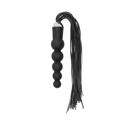 Black Whip with Curved Silicone Dildo
