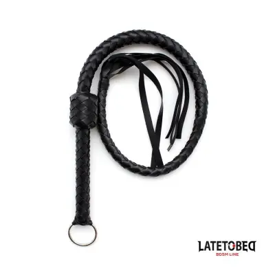 Braided Black Whip - 116cm