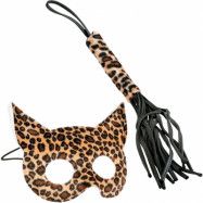 Leopard Faux Fur Mask & Whip