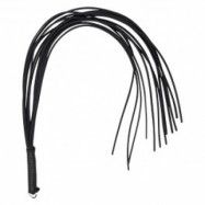 Spartacus Thong Whip Floggerpiska i Läder 76 cm   - Svart