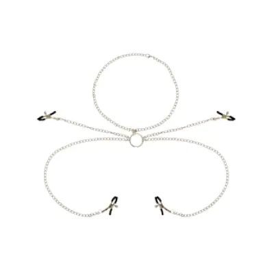 Ohmama Fetish 4 Nipple Clamps With Chain Necklace