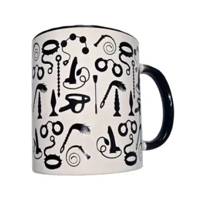 DIABLO PICANTE - WHITE BONDAGE MUG WITH BLACK HANDLE 370 ML