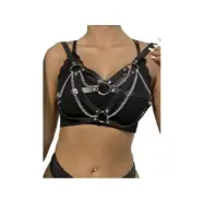 Subblime 953713 Punk Bondage Belt Metal Buckle Black One Size