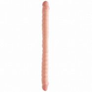 Basix Rubber Works Räfflad Dubbeldildo 46 cm    - Nude