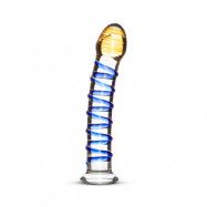 Blue Lined Glass Dildo