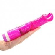 Dildo med vibrator, extra flexibel - Red Jelly 22cm