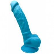 Dual Density Blå Dildo med pung 18 cm