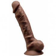 Dual Density Brun Dildo med pung 23 cm