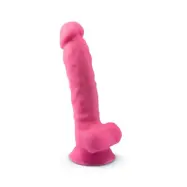 Dual Density Glow In the Dark Dildo med pung 18 cm