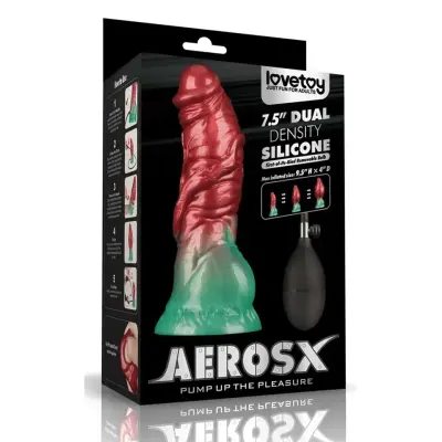 Dual Density Inflatable Dildo Red/Green 19 cm