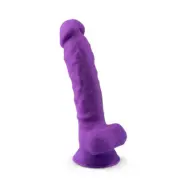 Dual Density Lila Dildo med pung 18 cm