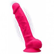 Dual Density Rosa Dildo med pung och vibrator 20 cm