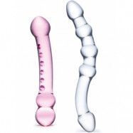 Gläs: 2pc Pleasure Set, Double Pleasure Glass Dildo Set