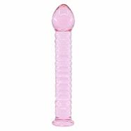 Glassy Rose Ripple Dildo