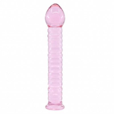 Glassy Rose Ripple Dildo
