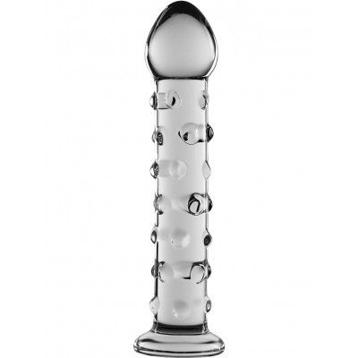 LoveToy: Glass Romance Dotted Dildo, transparent
