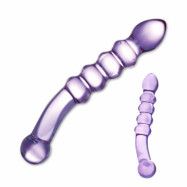 Purple Rain Ribbed Glass Dildo