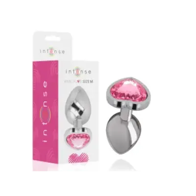 Intense Aluminum Metal Anal Plug Pink Heart Size M