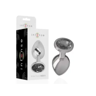 Intense Aluminum Metal Anal Plug With Black Crystal Size S