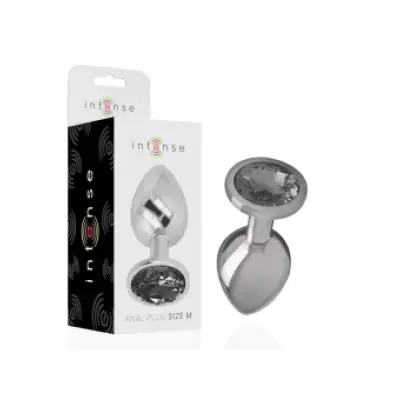 Intense Aluminum Metal Anal Plug With Black Glass Size M