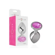 Intense Aluminum Metal Anal Plug With Pink Crystal Size L
