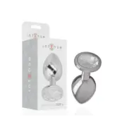 Intense Aluminum Metal Anal Plug With Silver Crystal Size L