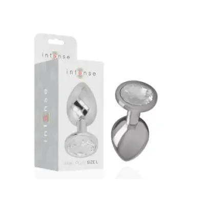 Intense Aluminum Metal Anal Plug With Silver Crystal Size L