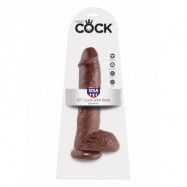 KING COCK 10 INCH W/ BALLS BROWN