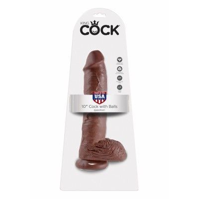 KING COCK 10 INCH W/ BALLS BROWN
