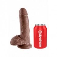 KING COCK 7 INCH W/ BALLS BROWN DILDO